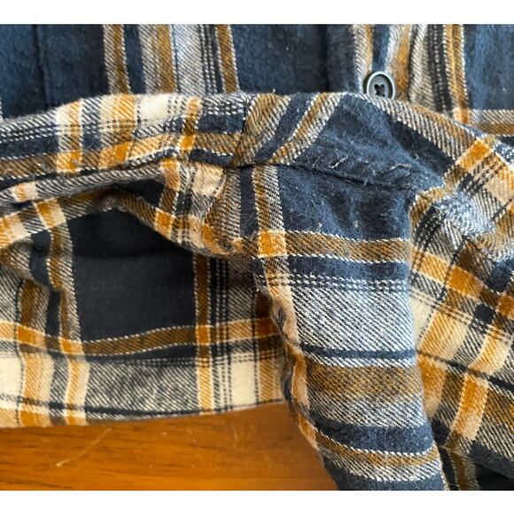 Lucky Brand XXL Womens Button Up Top Long Sleeve Flannel 100% Cotton Blue Yellow - Picture 12 of 12